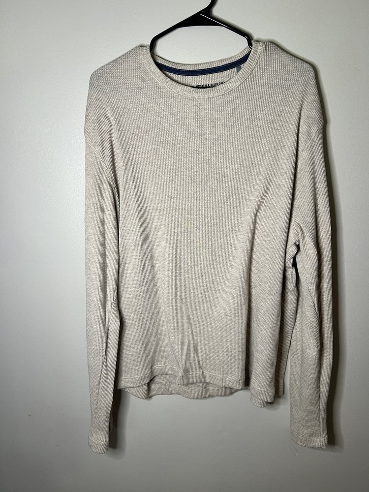 Johnston & Murphy XL thermal Men’s Beige Crewneck long sleeve shirt Cream