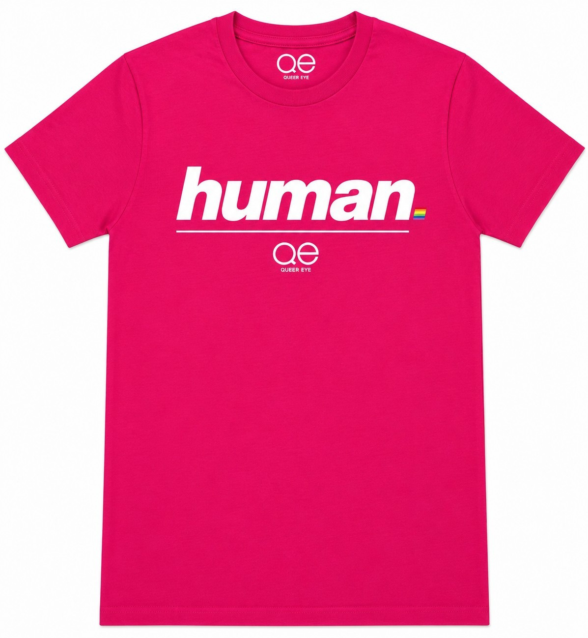 Queer Eye Human Pink Graphic Print Logo Crew Neck T-Shirt Men M Cotton