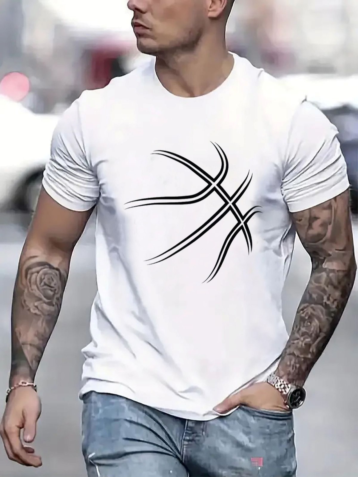 Basketball Mens TShirt Comfortable Crew Neck Casual Cotton ShortSleeves Soft gallery