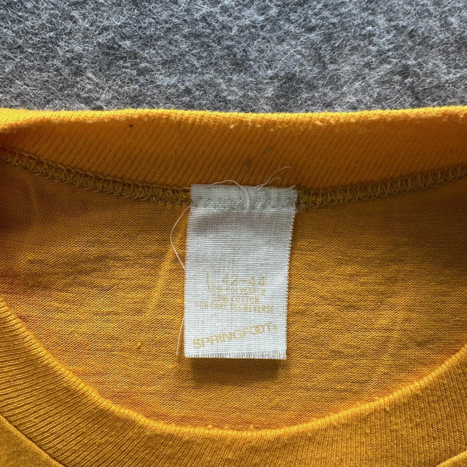 Vintage y2k Boy's Pizza Shirt Mens L Yellow Graphic Logo Cotton Crew Neck gallery