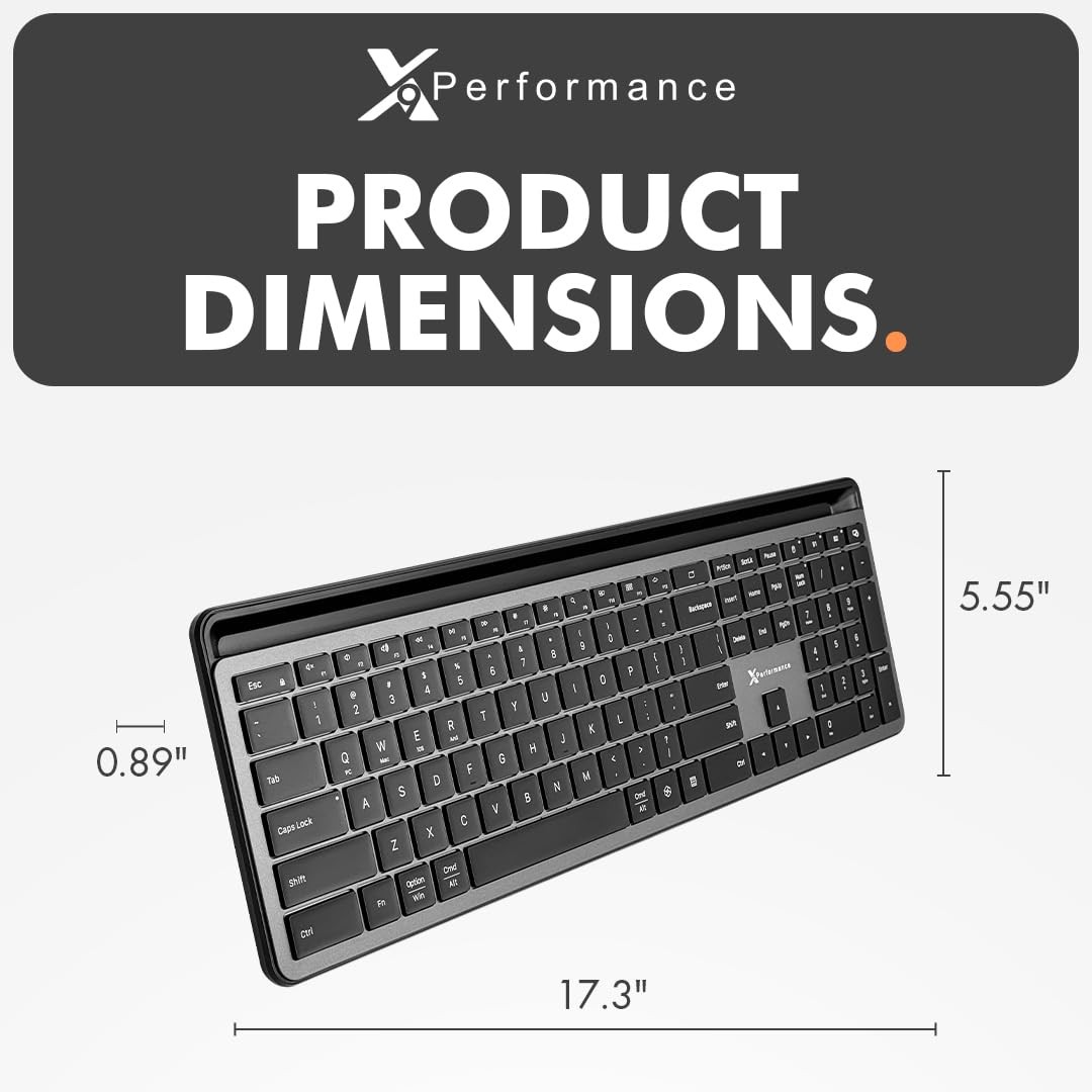 X9 Full Size Bluetooth Keyboard with Phone Holder - Backlit Wireless Keyboard, S