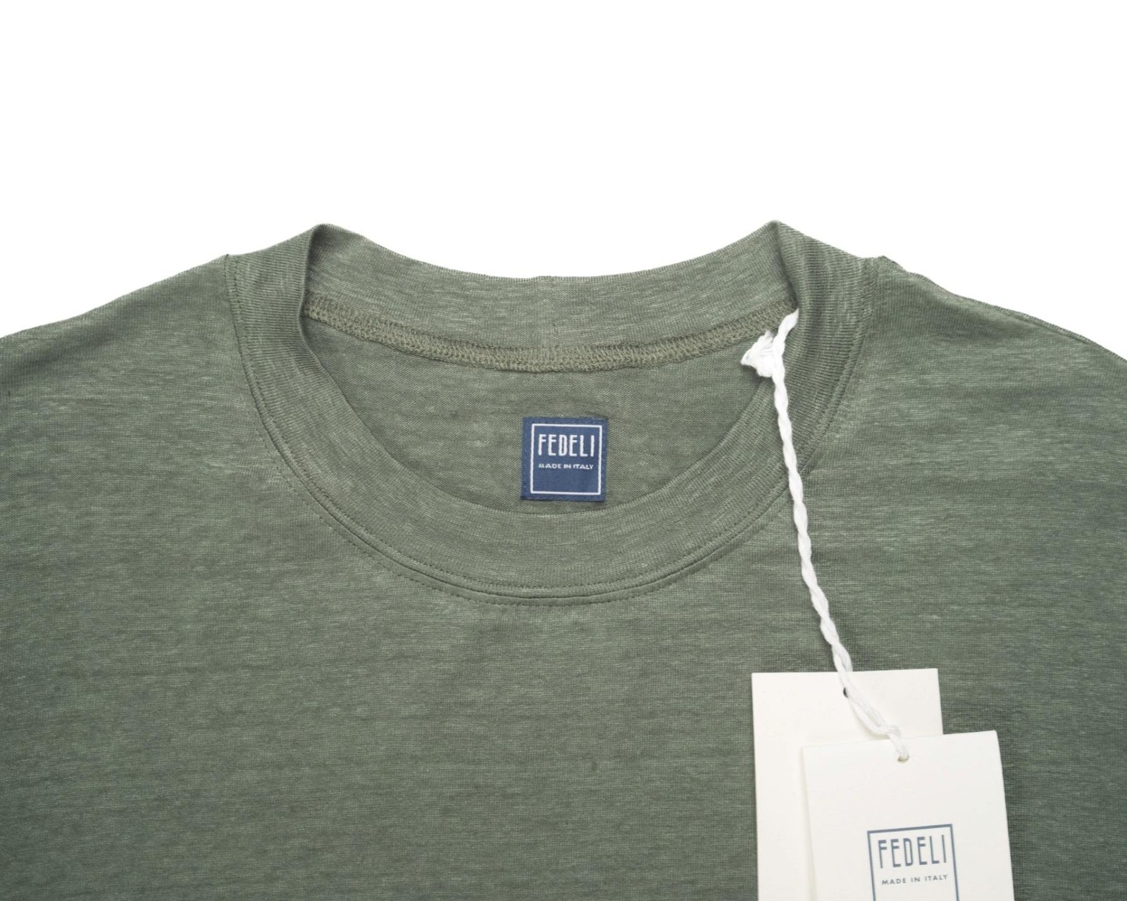 Fedeli $348 NWT Olive Green Extreme Linen Flex Short Sleeve T-Shirt (50 IT) M gallery