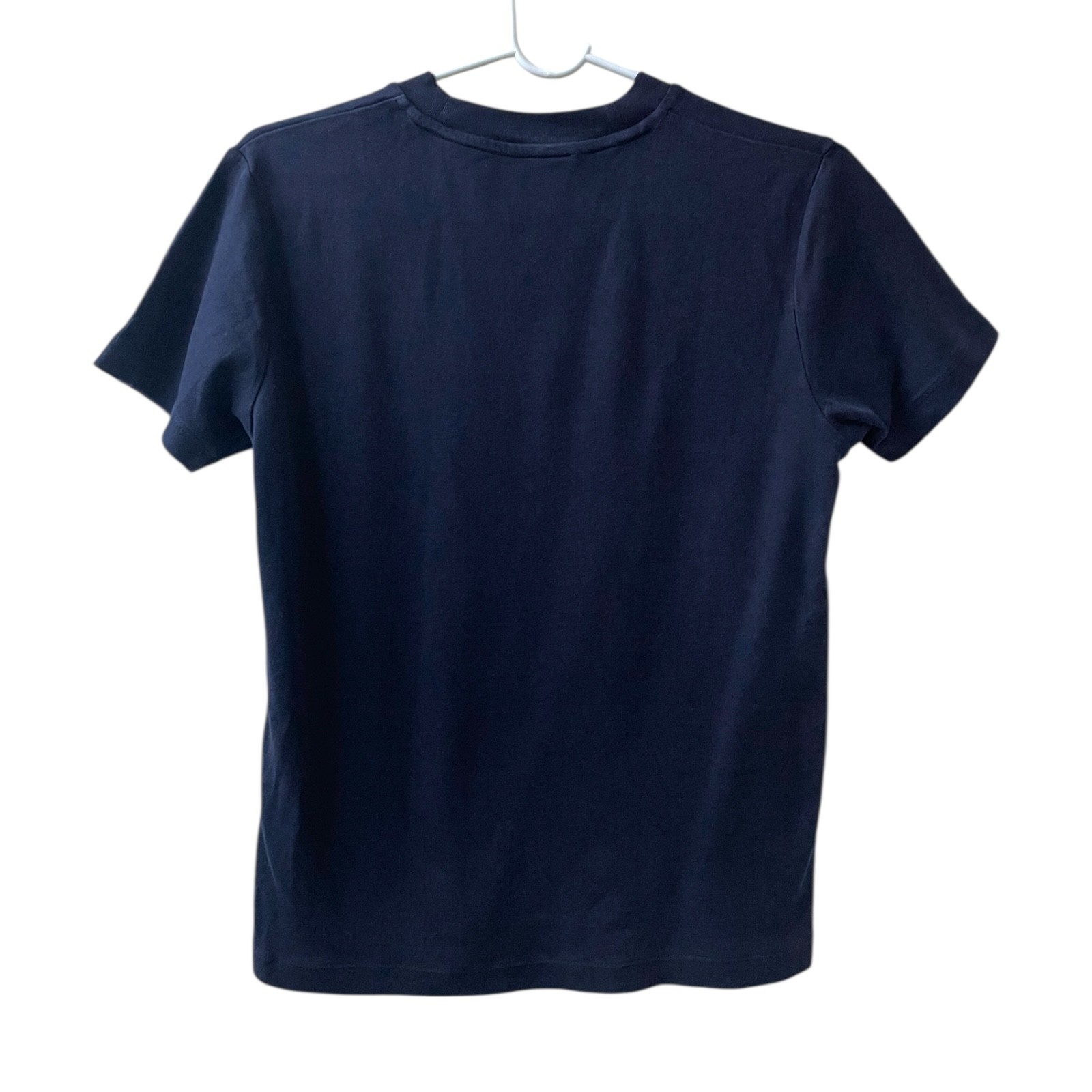 MUJI Women Sz SMALL Crew Neck Plain Navy T-Shirt Stretchy Everyday Easy Casual gallery