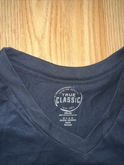 True Classic Premium Quality V Neck T Shirt Mens Blue XL