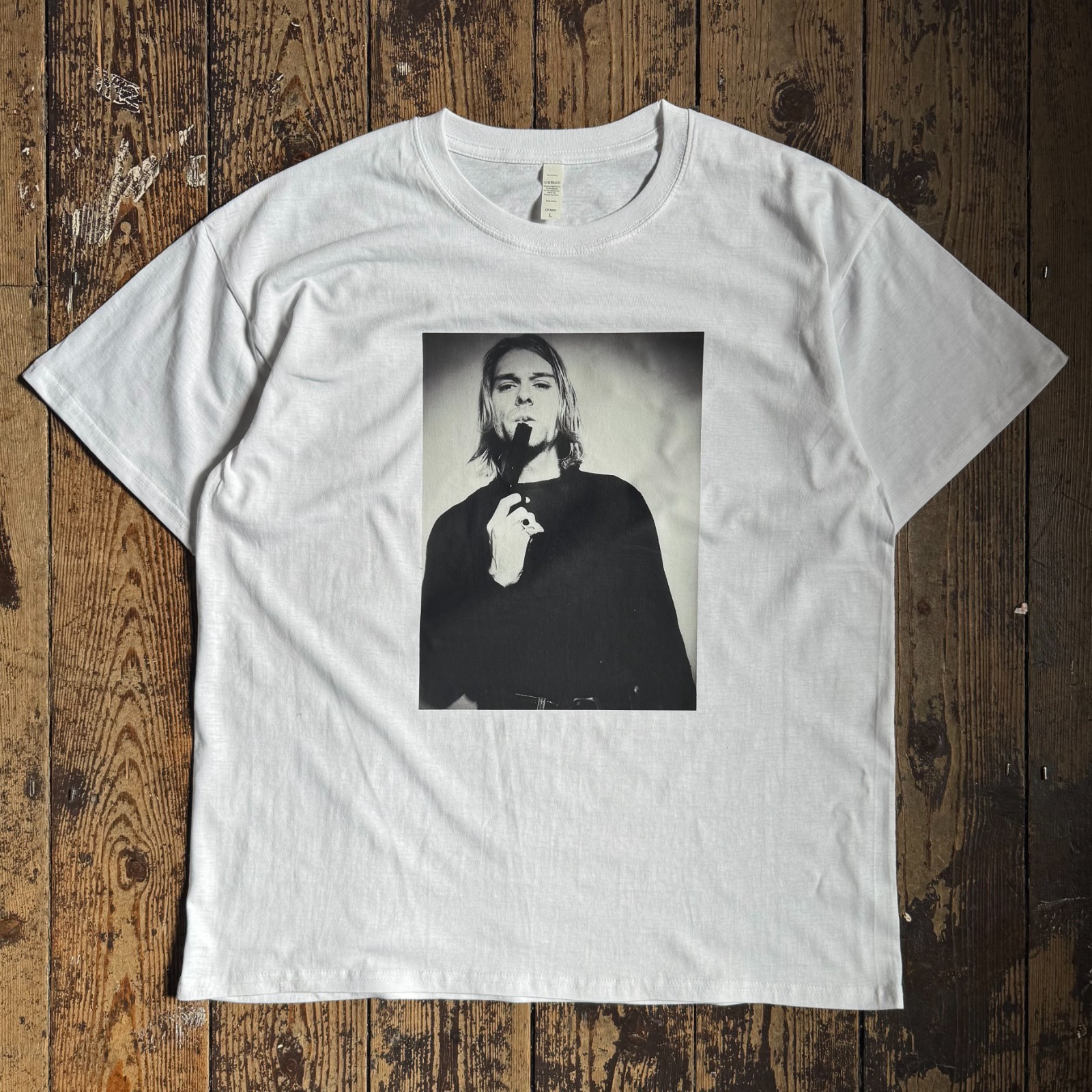 ACTUAL FACT KURT COBAIN NIRVANA BLACK & WHITE T SHIRT