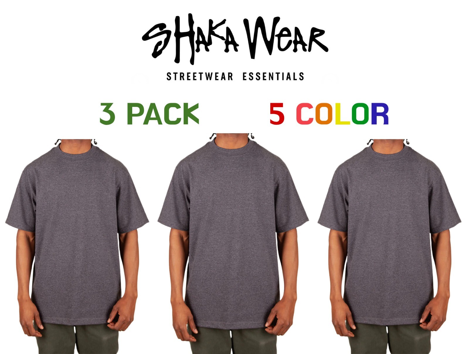 3 pack Shaka Wear Max Heavyweight Cotton Crew Neck Short Sleeve Big Tall T-shirt gallery