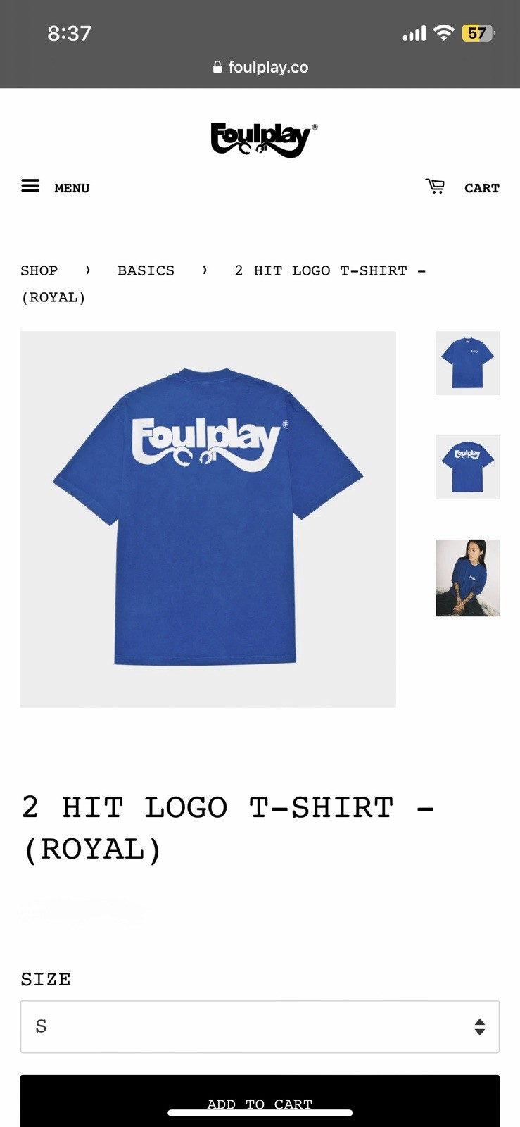 Foulplay Men's Size XL 2 HIT LOGO T-SHIRT ROYAL BLUE Support By Cloonee Hellbent gallery