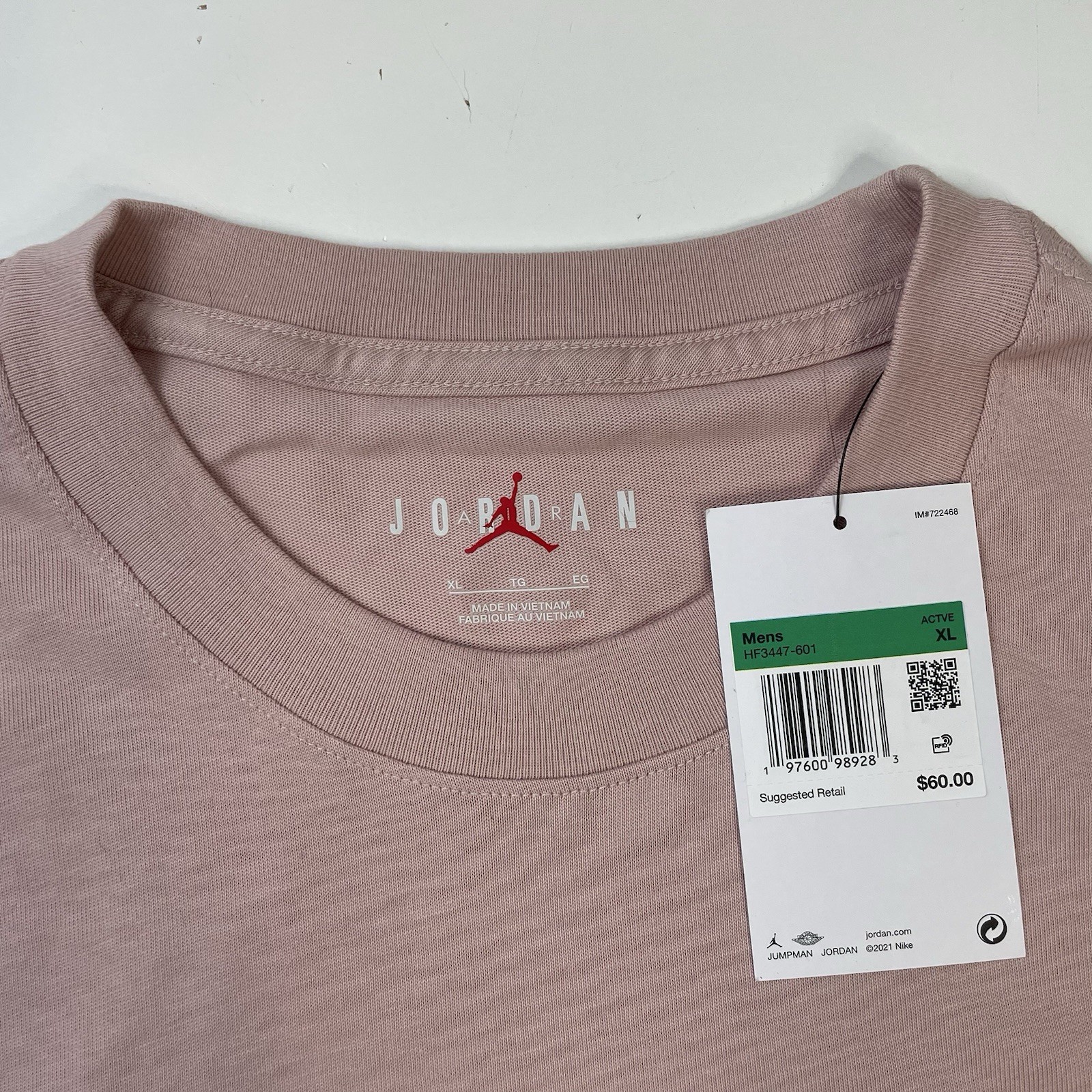 NEW Nike Jordan Wordmark 85 Embroidered Pink Tan T-shirt Mens Size XL gallery
