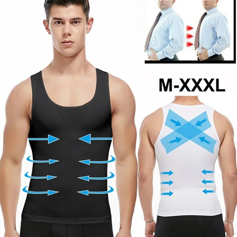 Slimming Mens Belly Compression Vest T Shirt Body Shaper Shapewear Tank Top Gym gallery