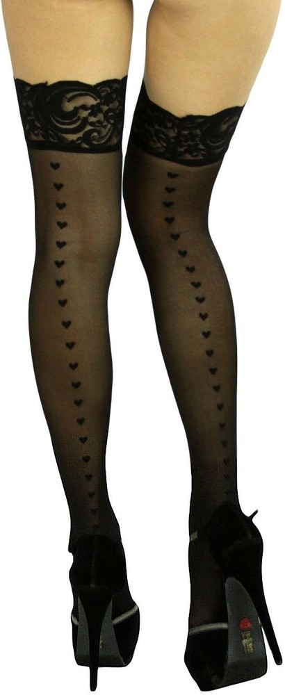 Womens Sheer Banded Thigh High Stocking Opaque Band Nylon Hosiery Lingerie