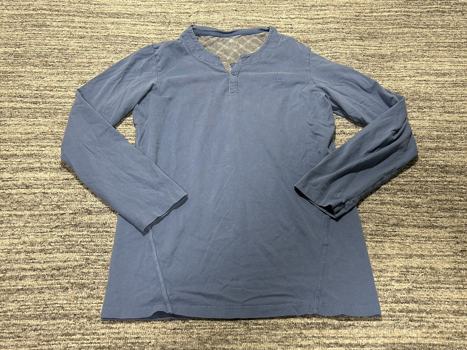 David Archy Shirt Henley Adult Small Blue Long Sleeve Button Cotton Preppy Mens