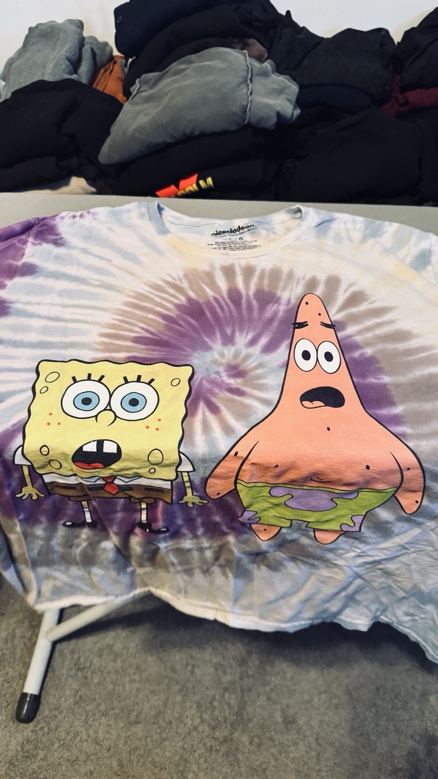 Nickelodeon SpongeBob & Patrick Tie-Dye Graphic Crew Neck T-Shirt L gallery