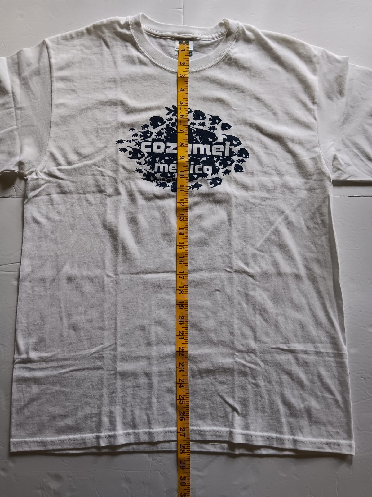RARE Cozumel Mexico Fish Print White Mens T-Shirt Sz Large gallery