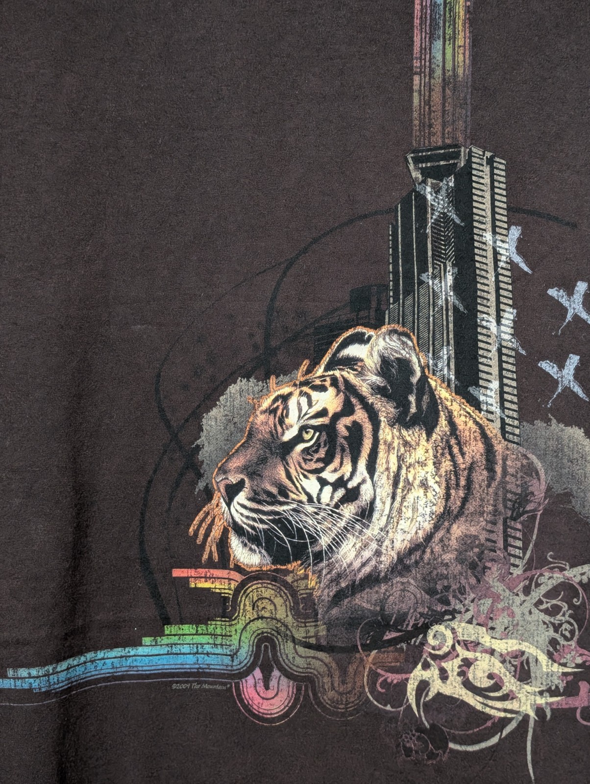 The Mountain Mens T-shirt Brown Tiger Profile Wildlife RL 2XL #3093 NWOT