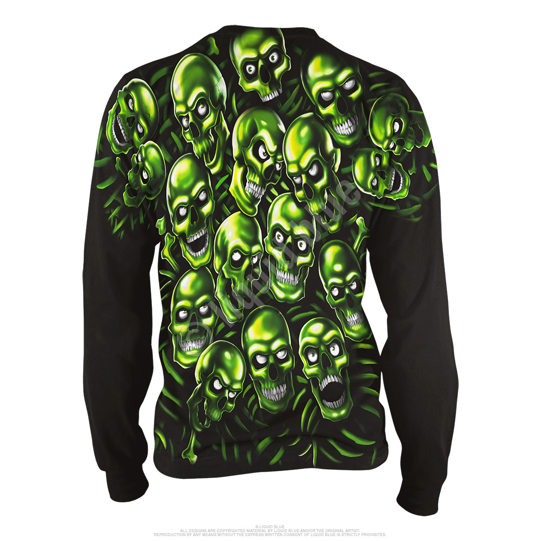 JUICY J STAY FLY-SKULL PILE-GLOWS IN DARK-Long Sleeve 2 Sided SHIRT Sz M- L RARE gallery