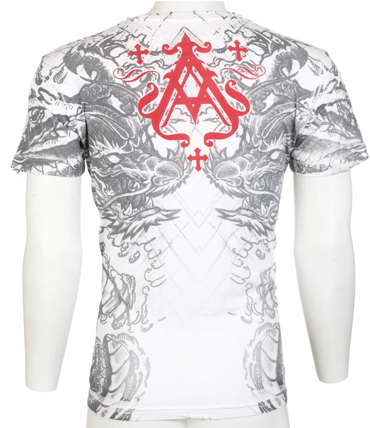 Archaic By Affliction Men's T-Shirt Dragon Rage Wings White Biker M-3XL gallery