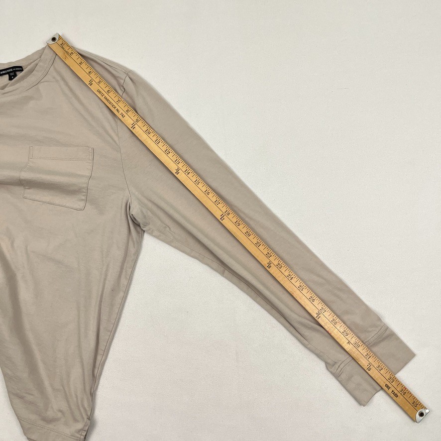 James Perse Men XL (4) Beige Long Sleeve Pocket Cotton Crew Casual Made in Japan gallery
