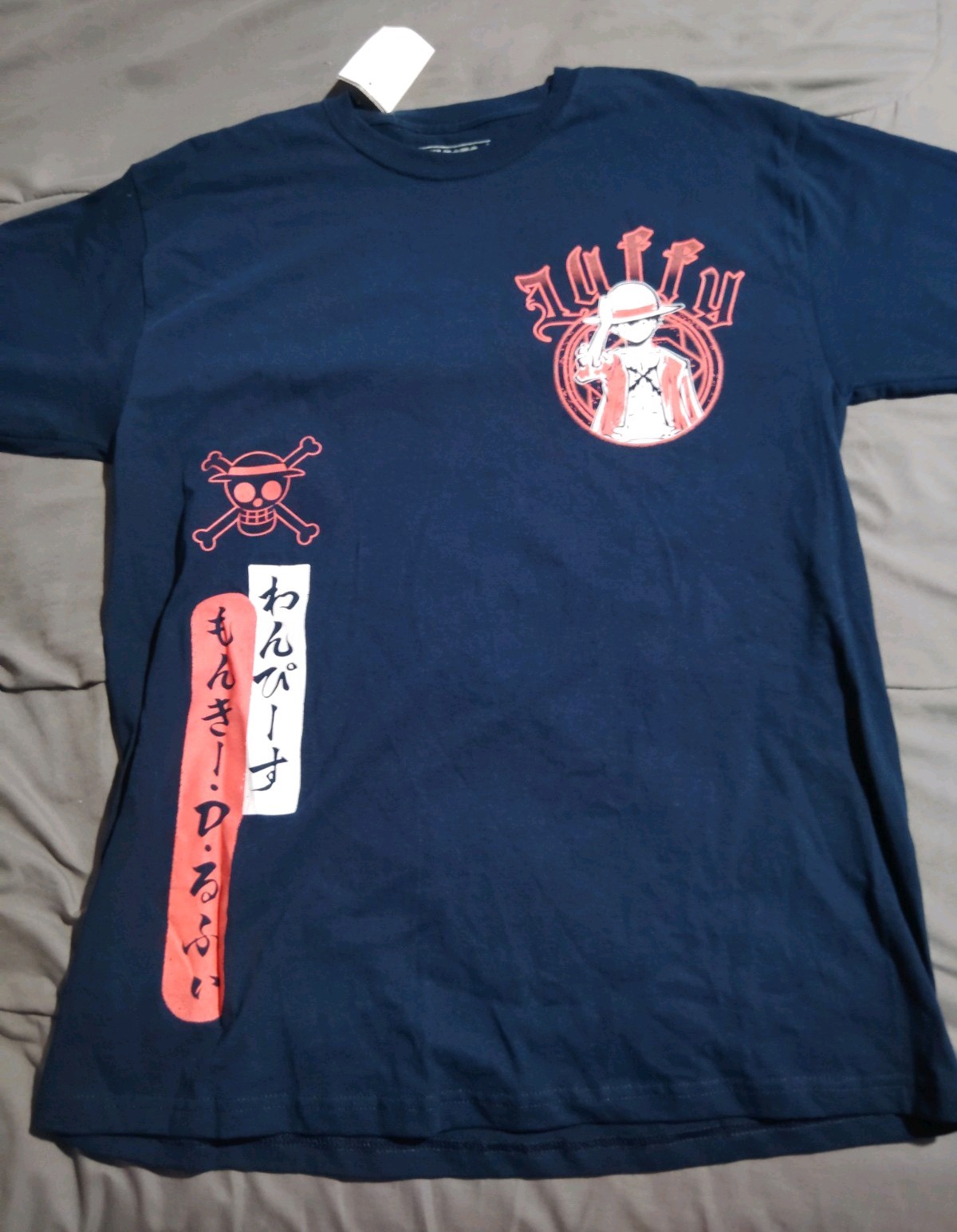 Men's One Piece Monkey D. Luffy Blue Graphic Print Crew Neck T-Shirt gallery
