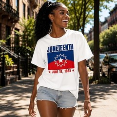 Juneteenth Red White Blue Freedom Flag T-Shirt, Blue Juneteenth Flag Shirt