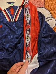 Vintage 90’s Royal Long Sleeve Collared Soccer Jersey Kit S Shiny Blue Red
