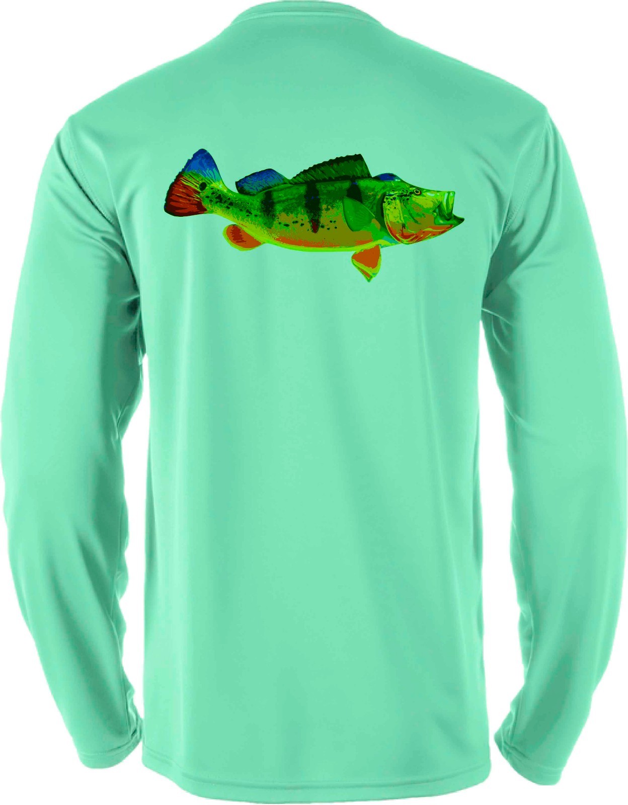 Microfiber long sleeve dri fit performance fishing shirt UPF 30 Peacock Bass gallery