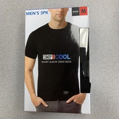 32 Degrees Cool Men’s M 3-Pack Short Sleeve Crew Neck T-Shirts Black G1912