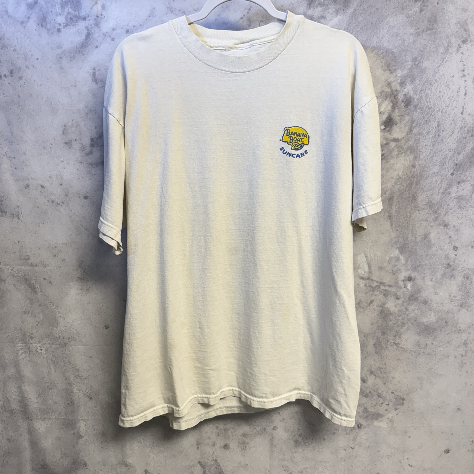 Vintage Banana Boat Sun Screen T Shirt Mens XL 23x27 White Summer Beach gallery