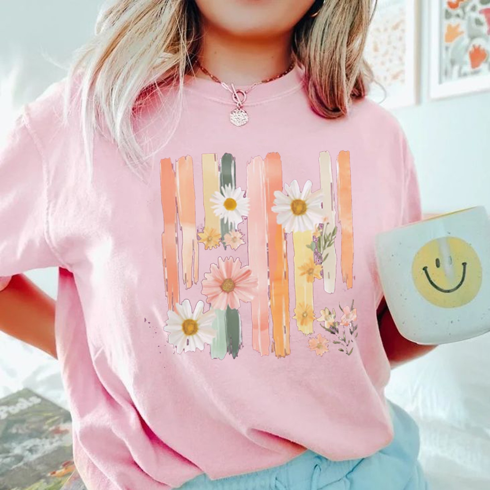 Floral Brushstroke Shirt, Vintage Botanical Graphic Tee, Aesthetic Flower Tee gallery
