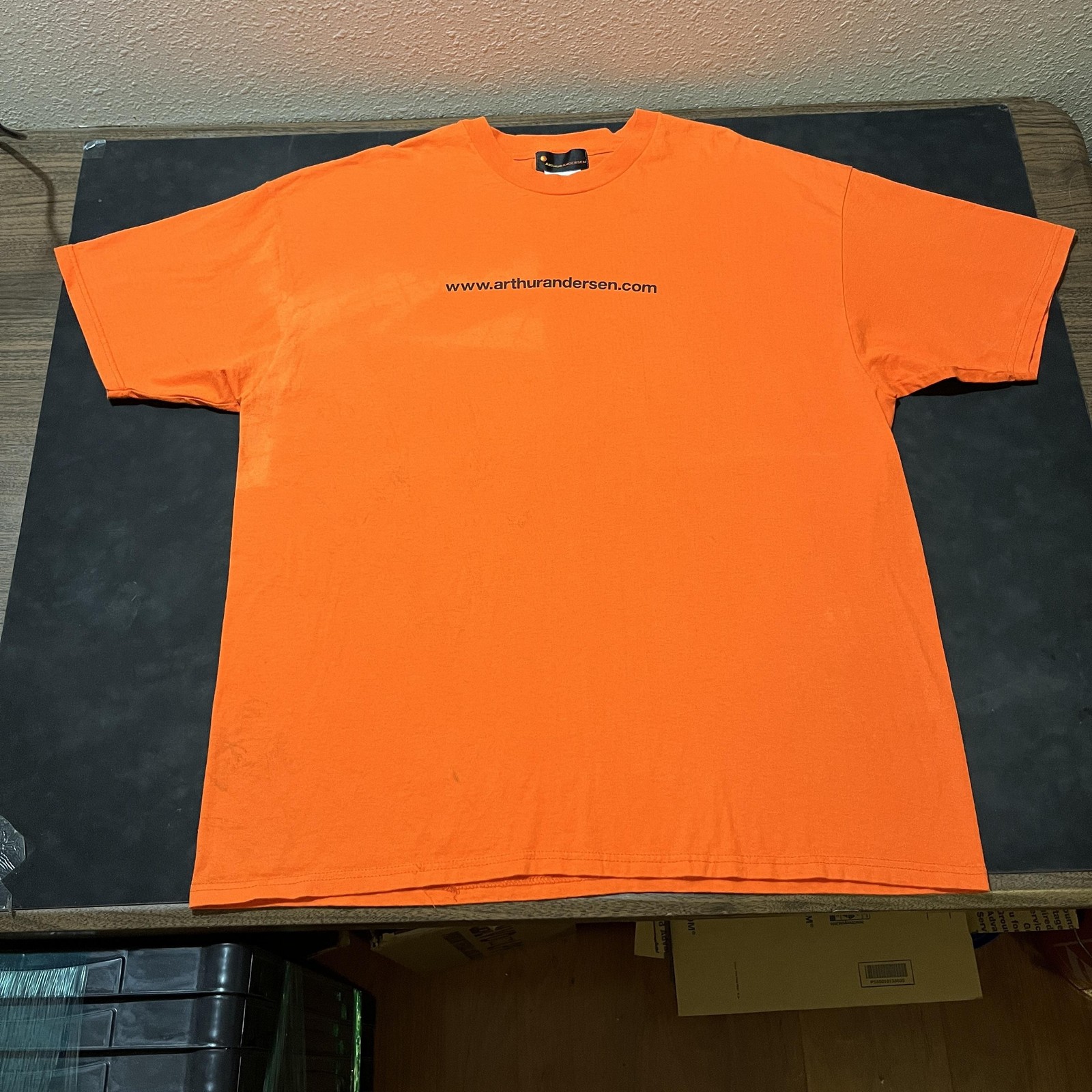 Vintage Arthur Andersen Enron Finance Shirt Mens 2XL Channel Orange 90s Banking