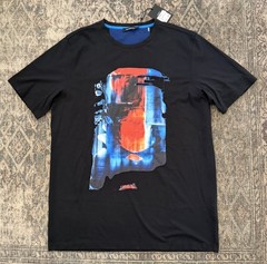 Bugatchi T Shirt XL Shaped Fit Abstract Graphic Tee Black Crewneck NWT