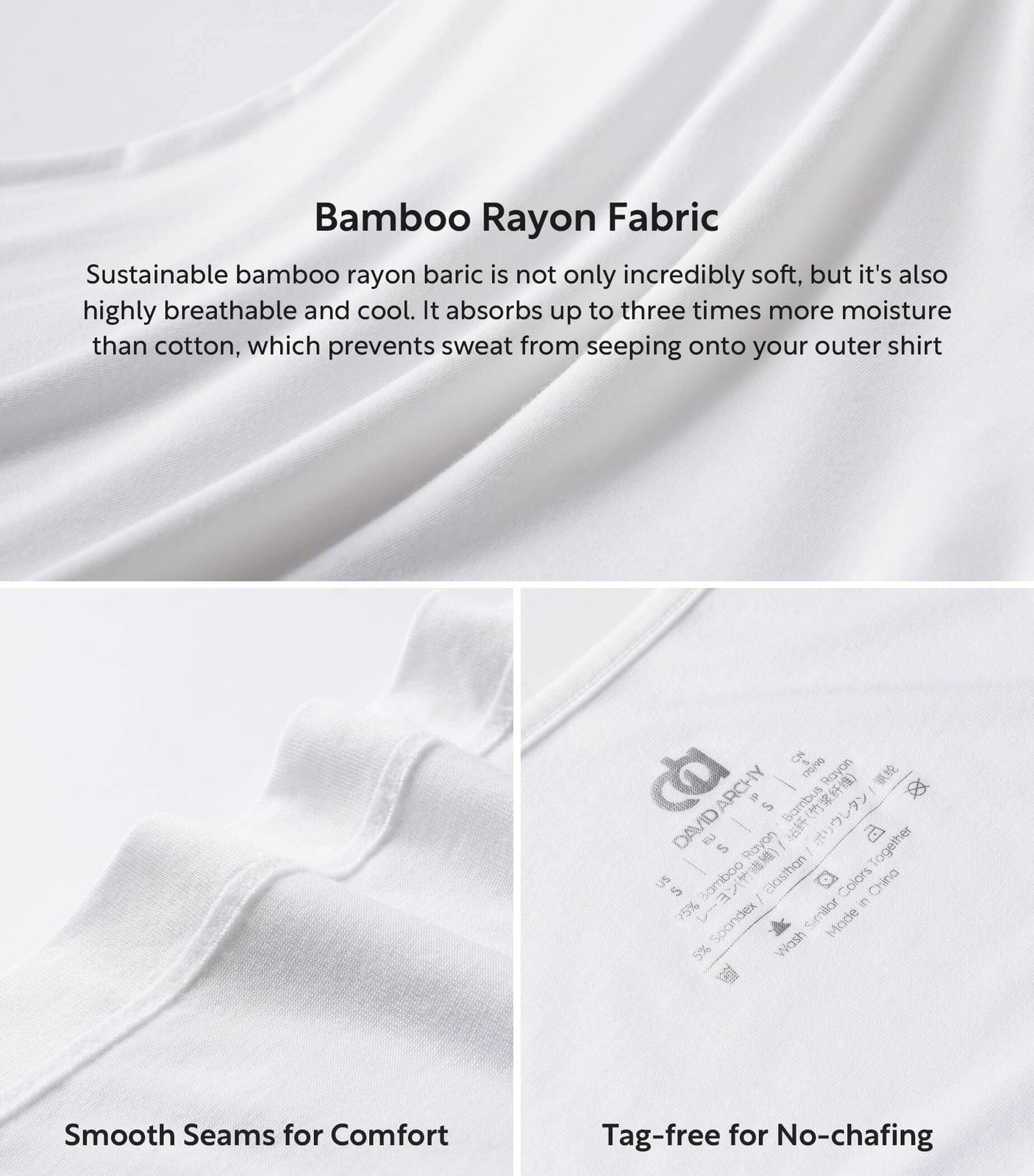 DAVID ARCHY Mens Tank Top Bamboo Rayon Undershirts Tank Shirt Moisture-Wickin... gallery
