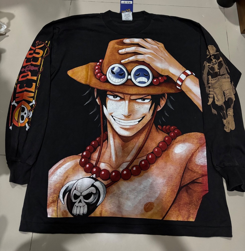 One Piece Ace Bootleg Long Sleeve Shirt Anime Streetwear Graphic Tee