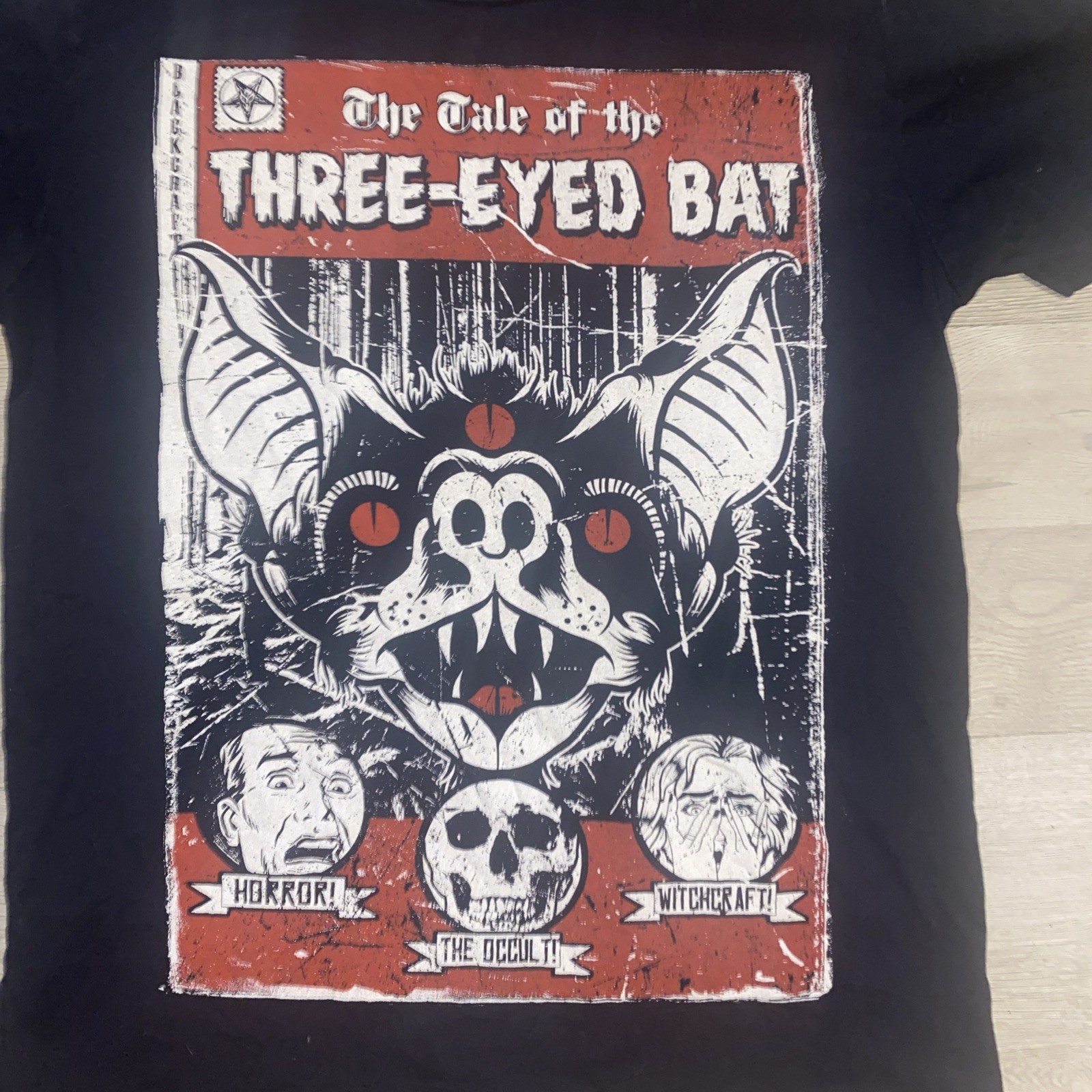 Black Craft Three Eyed Bat T-Shirt Medium Horror Occult Witchcraft Cult gallery