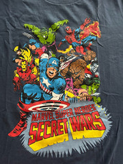 SECRET WARS Marvel Mad Engine Vintage Graphics T-Shirt, Men’s Large, Navy Blue