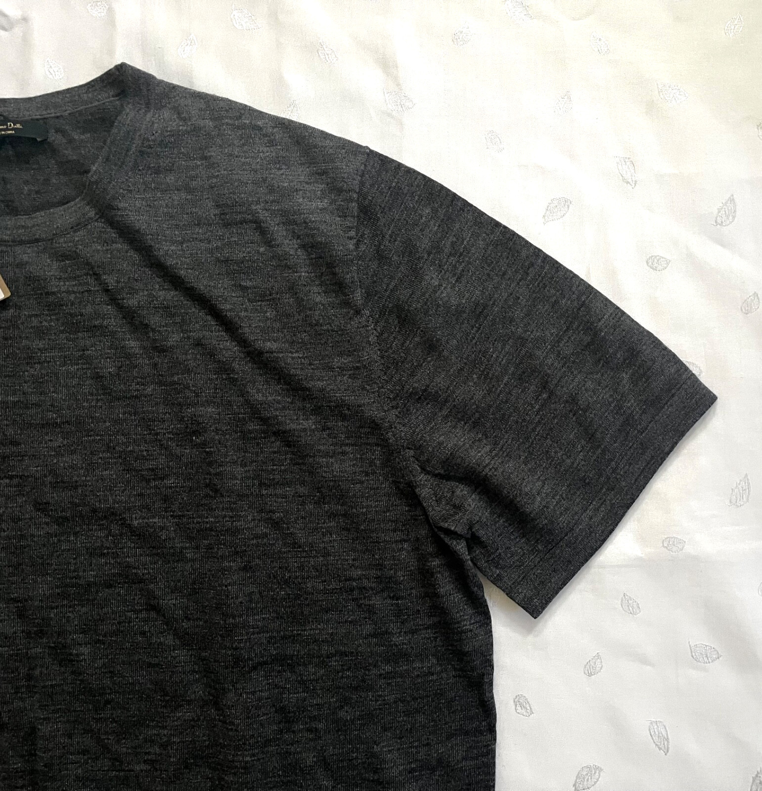 NWT $99 Massimo Dutti Wool lyocell blend Tee Shirt in Dark Gray Men's Size M gallery