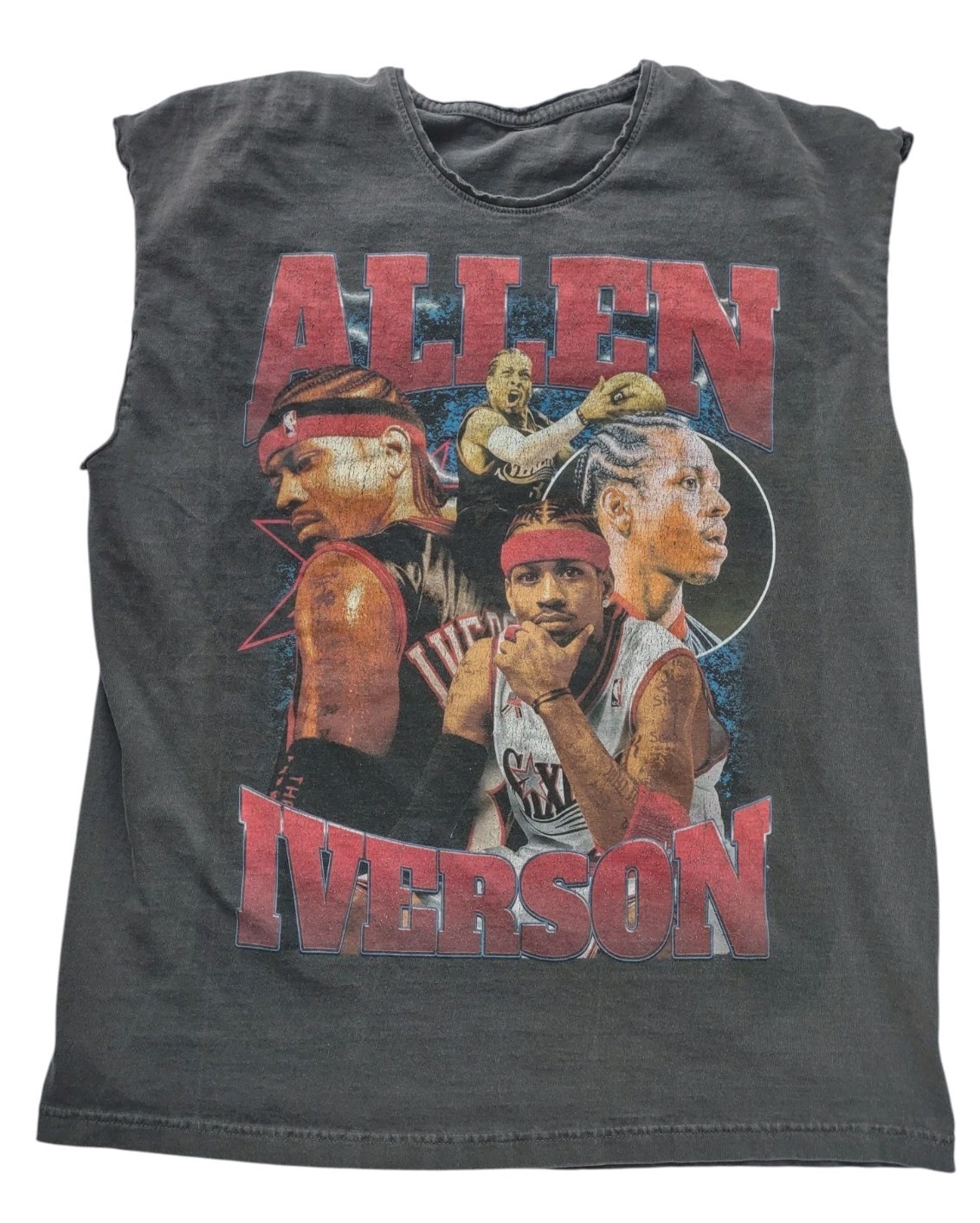 ALLEN IVERSON Vintage NBA Philadelphia 76ers Headshots Black Cutoff Shirt, HTF gallery