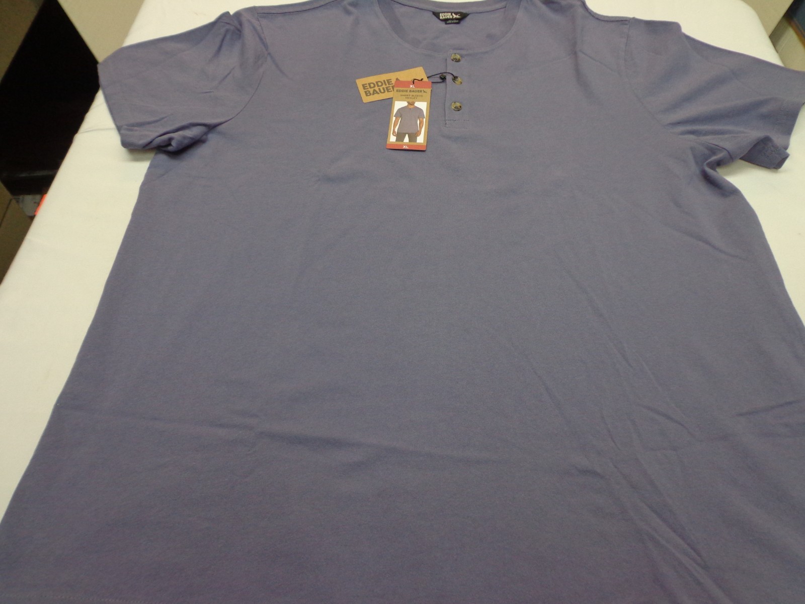 Eddie Bauer Men's Short Sleeve Soft Henley Purple Size XL NEW gallery