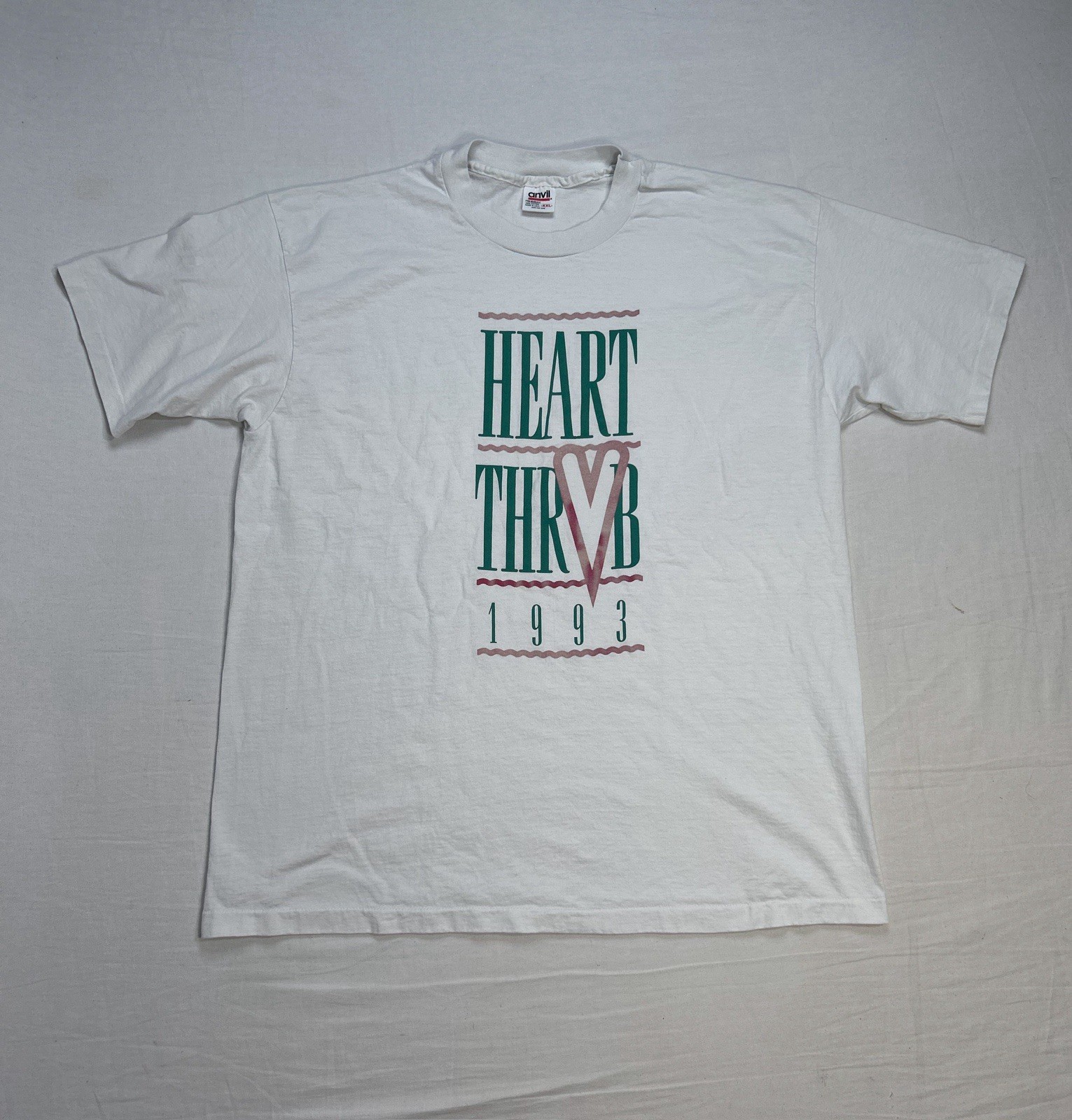 Vintage 90s Single Stitch Band Tee Style Heart Throb Shirt XXL 1993 Marathon USA gallery