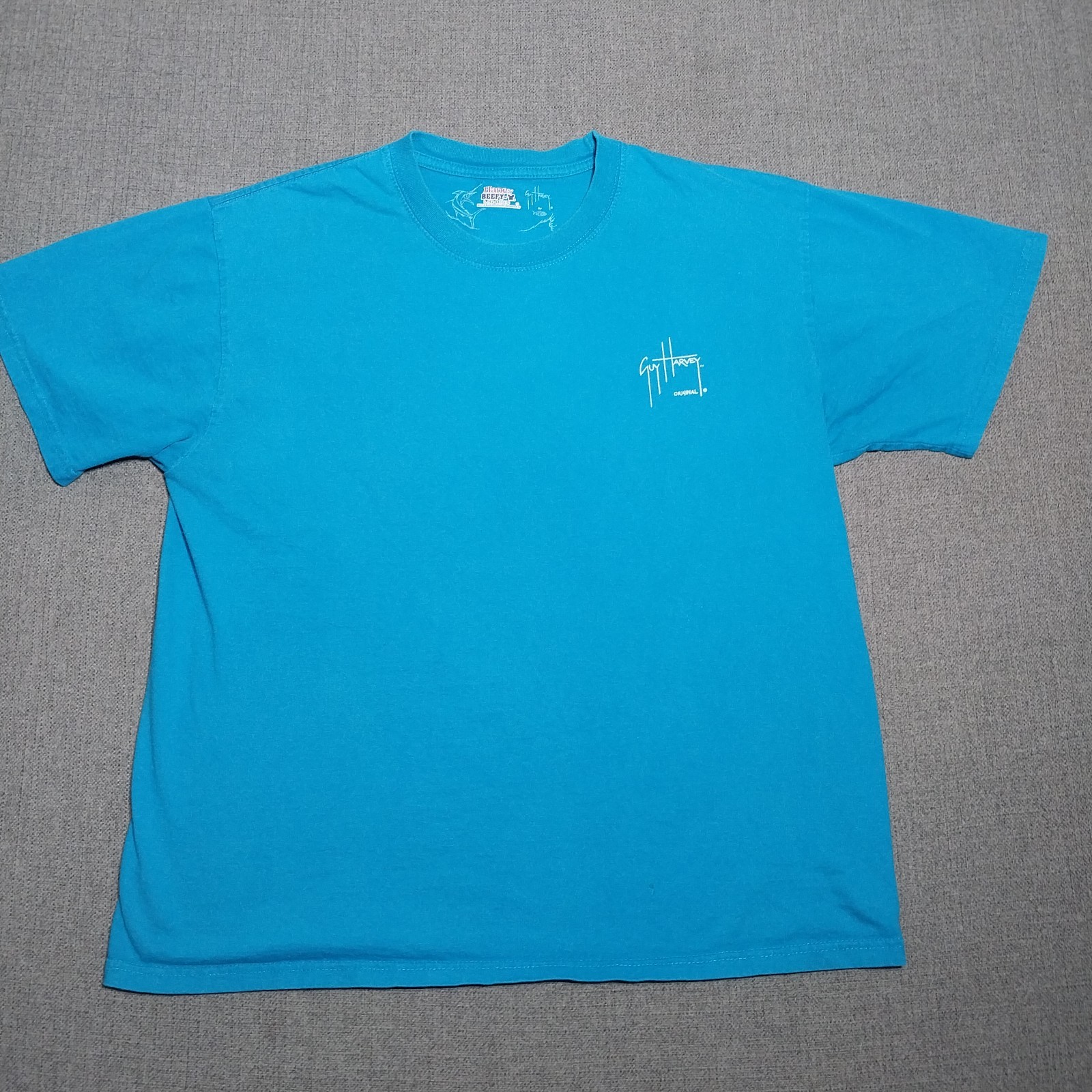 Men's Guy Harvey AFTCO Turquoise Marlin T Shirt Hanes Beefy Large gallery