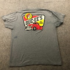 Buc-ees Shirt Mens Large Gray Short Sleeve Graphic Casual Travel Vacation *