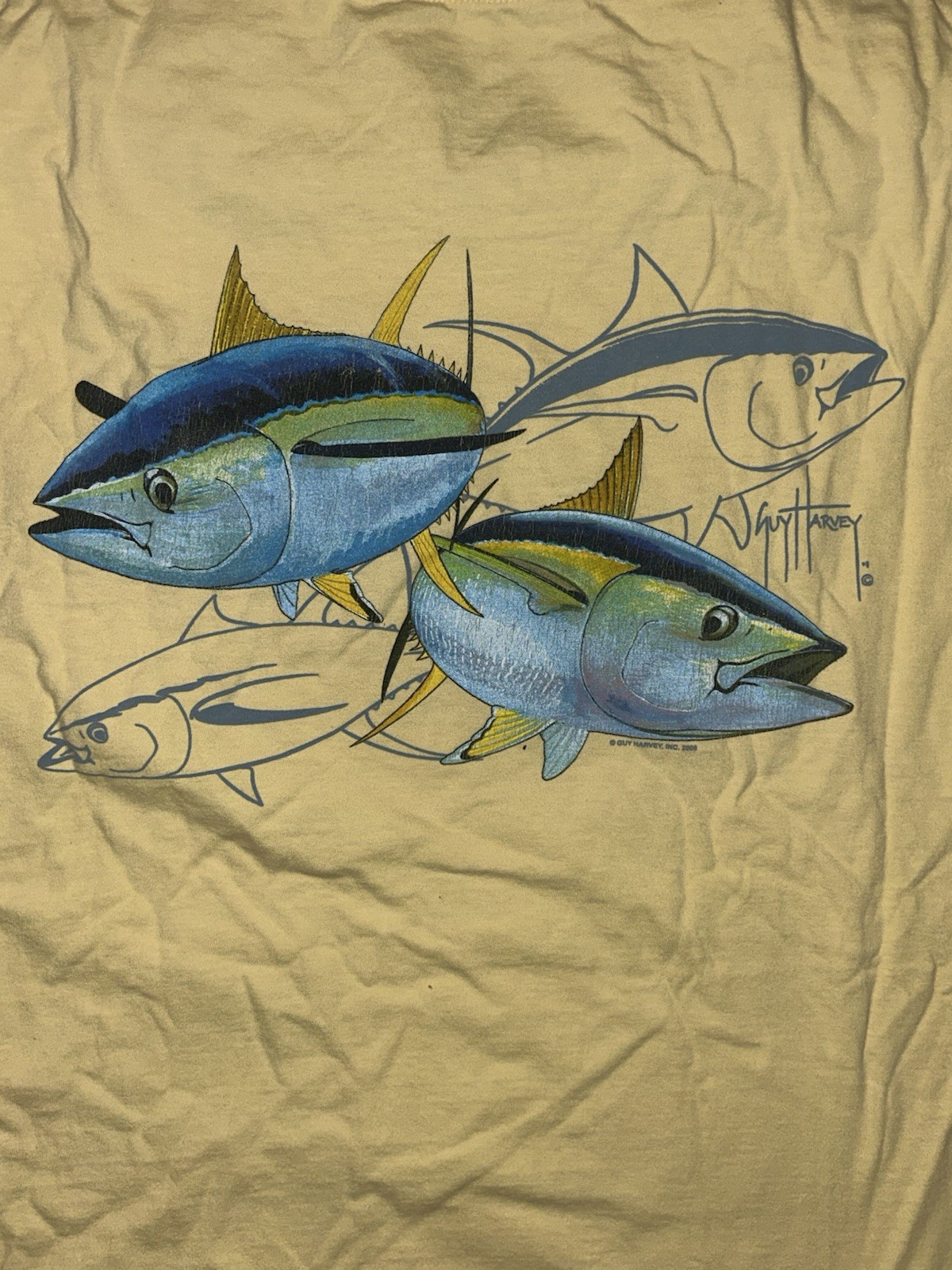 2008 Guy Harvey Tuna Fish Pocket T Shirt XL Yellowfin Fishing Tee XL gallery