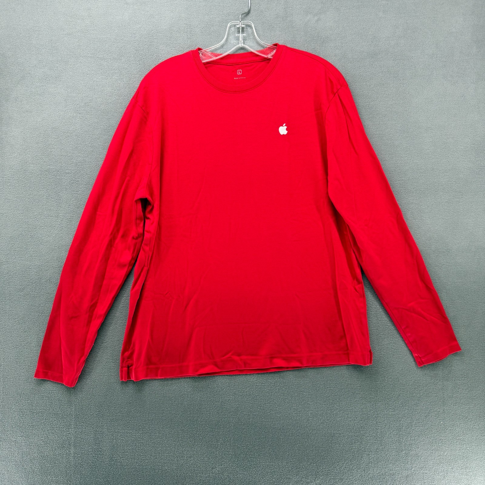 Vintage Apple Shirt Mens Large Red Knit Embroidered Logo Employees Top