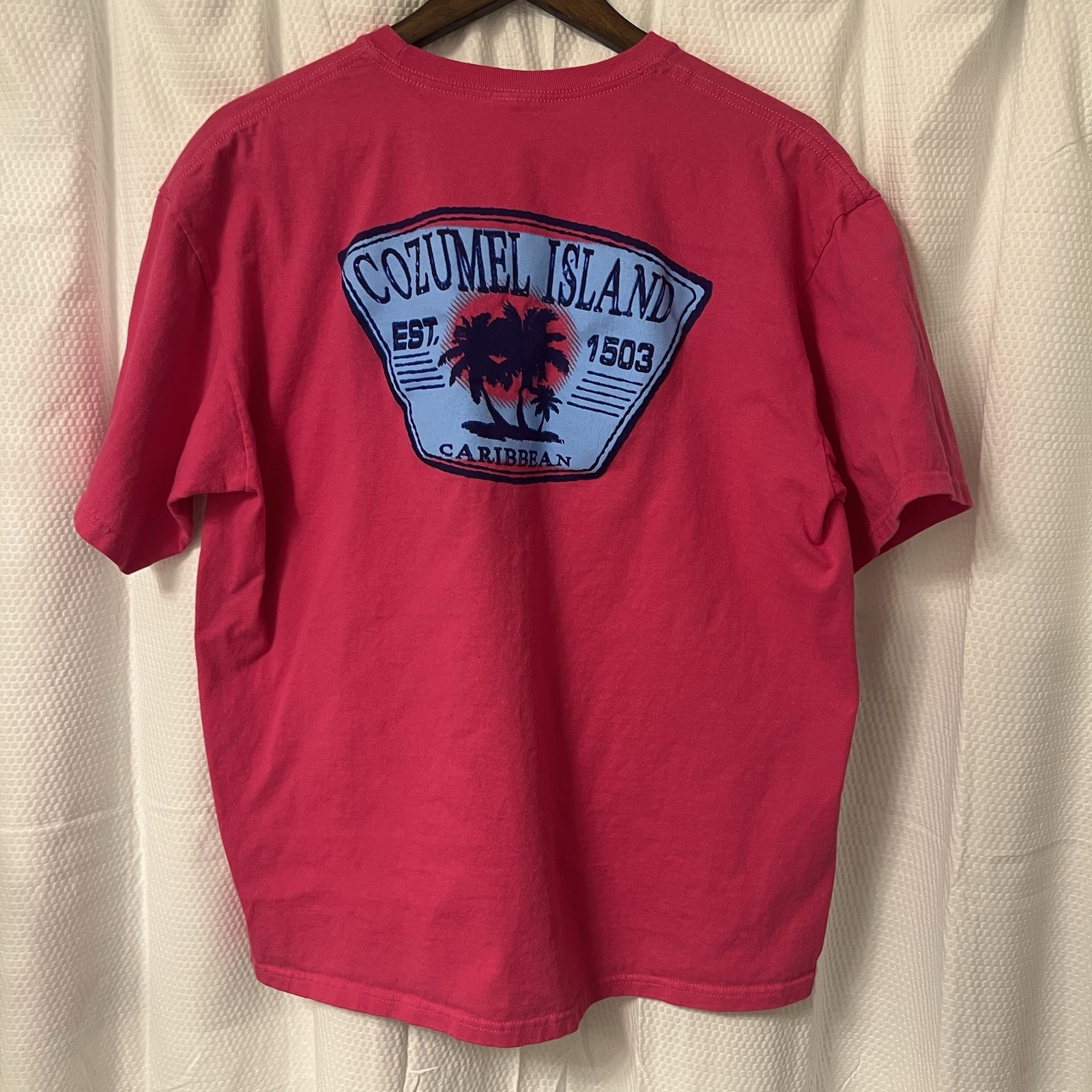 Cozumel Mexico Palm Trees Pink Short Sleeve T-Shirt Adult Size XL - NWOT gallery