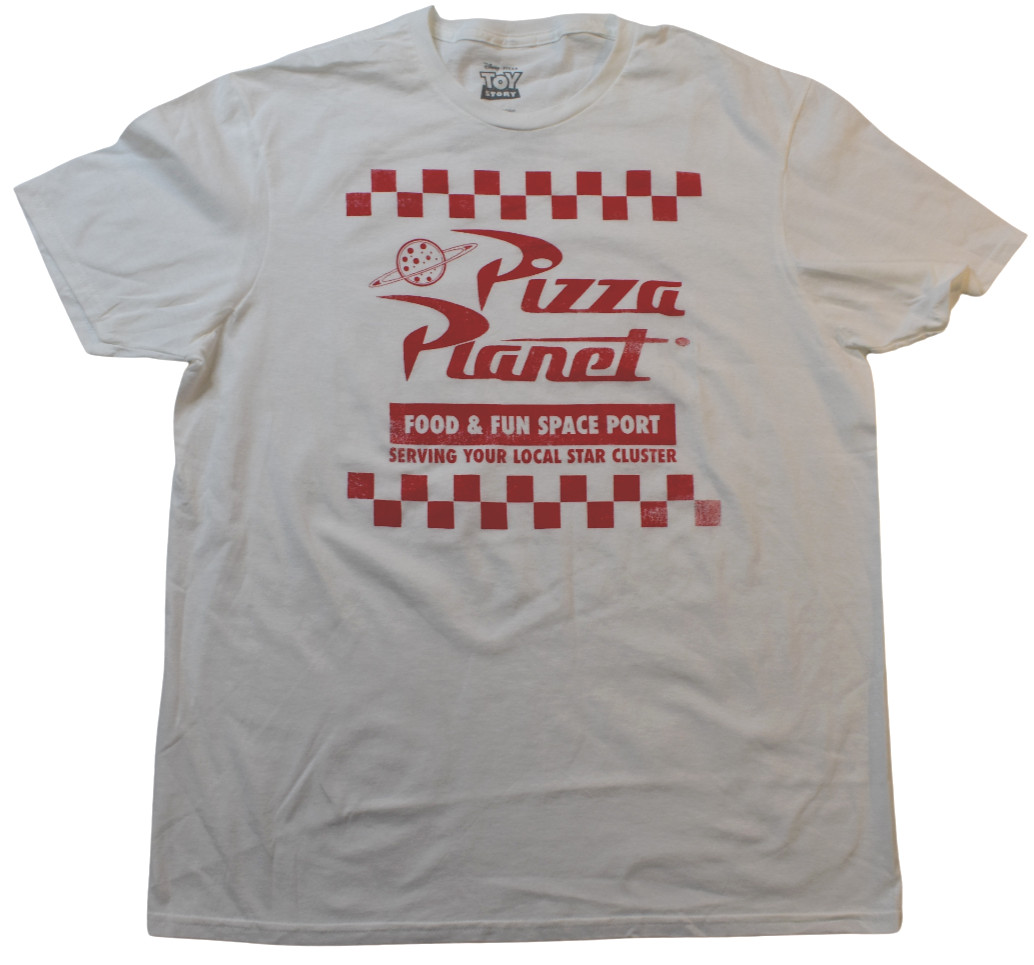 Toy Story Mens Pizza Planet Food & Fun Port White Shirt New S, M, L, XL, 2XL gallery