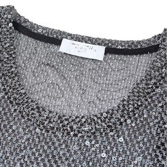 Stylish Grey Glitter Sheer Mesh Muscle Tank Top Fishnet Party Clubwear Vest