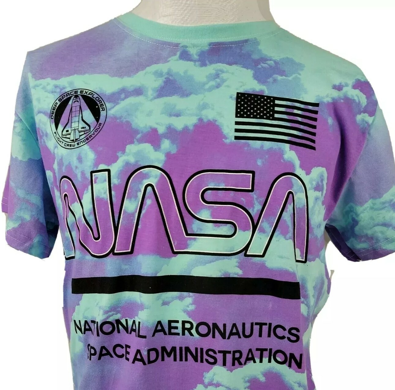 NASA (L) Sky Logo Space Aeronautics Men's T-Shirt Large Poly Cotton Blend gallery