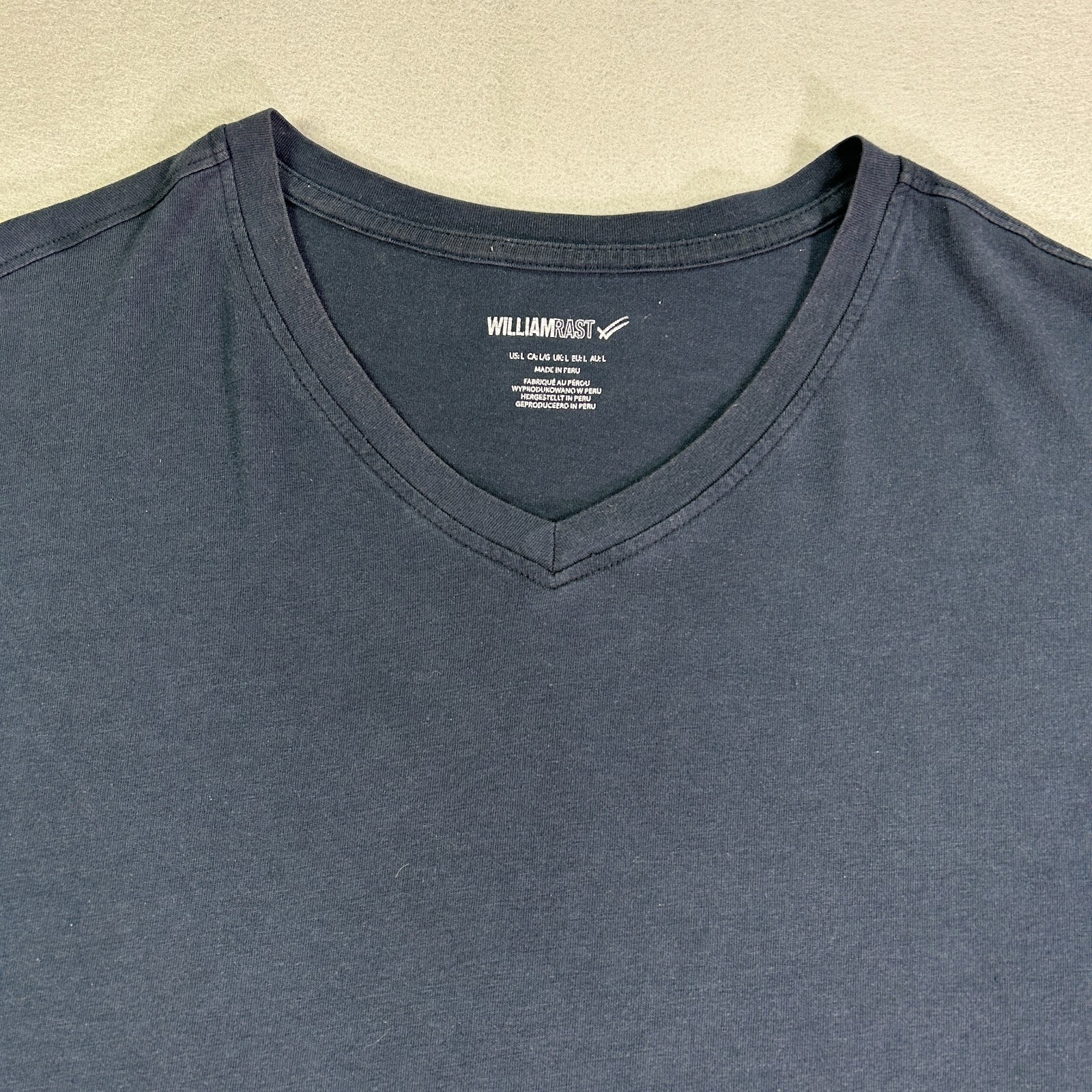 William Rast Men's T-shirt Large Navy Blue Short Sleeve V-neck Modal Tri Blend gallery
