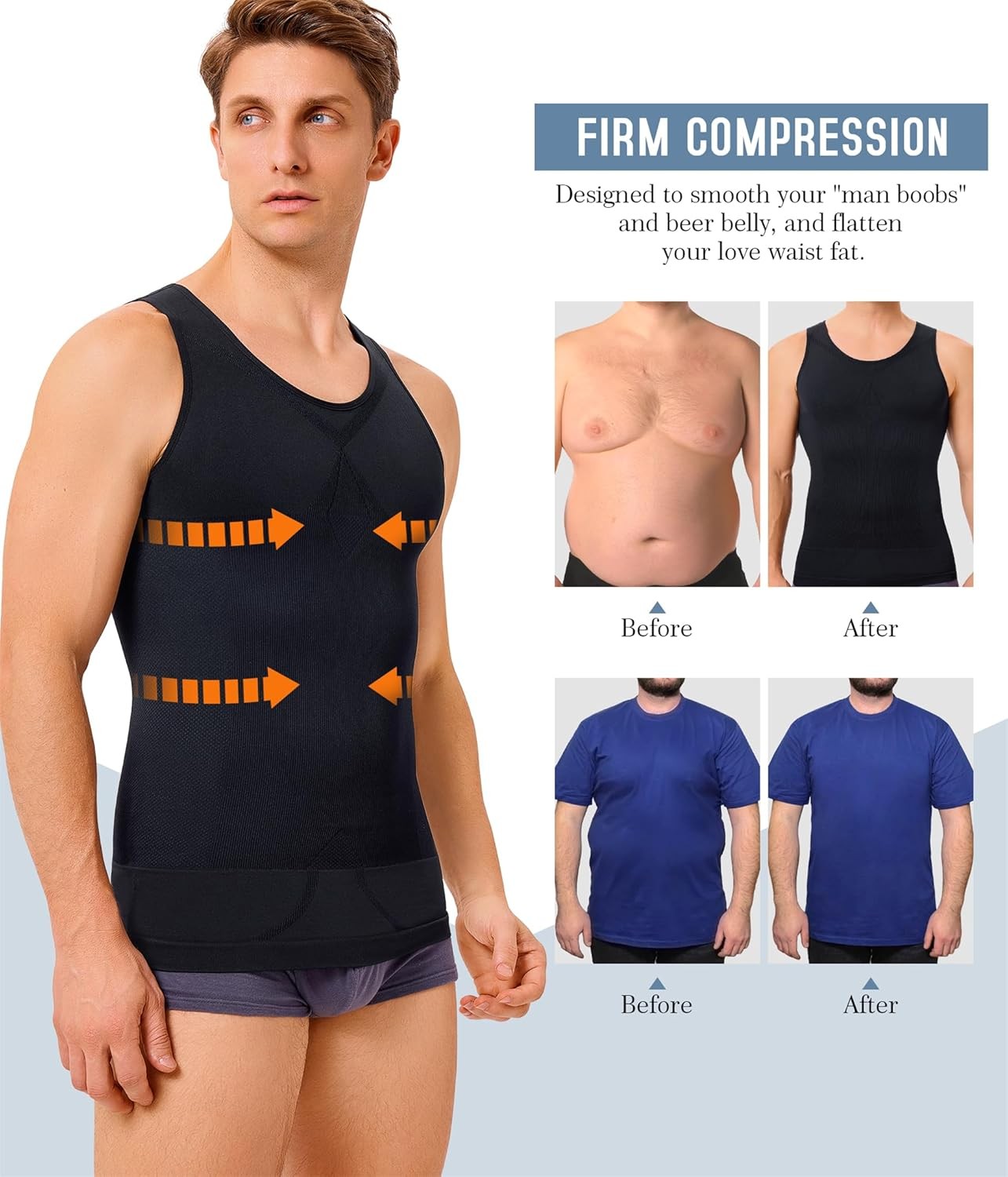 Men's Compression Body Shaper Slimming Shirt Tummy Control Undershirt Shapewear gallery