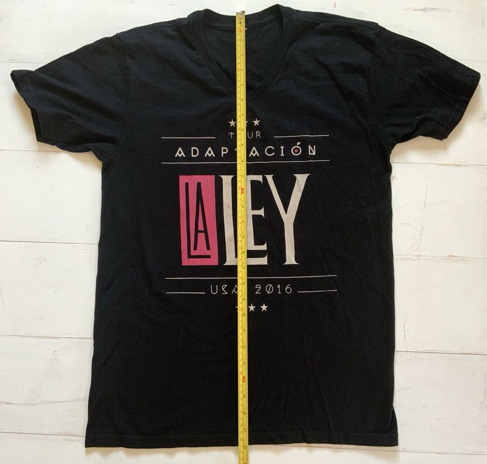 La Ley Banda de Rock T-Shirt 2016 USA Tour V Neck Men's Size Small Black Cotton gallery