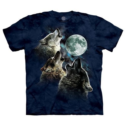 The Mountain Men’s Graphic Tee Three Wolf Moon in Blue T-shirt Size L